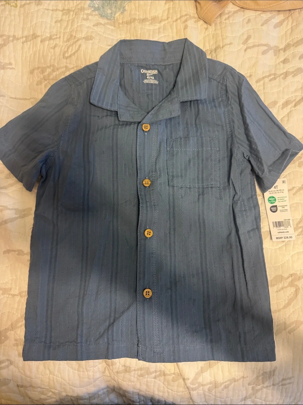 OshKosh B'gosh Slate Blue Short-Sleeve Button-Down Shirt